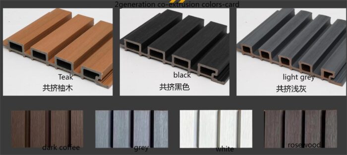 Plastic wood courtyard grille co extruded fence board room exterior wall board outdoor villa exterior wall decoration wood plastic Great Wall board in stock