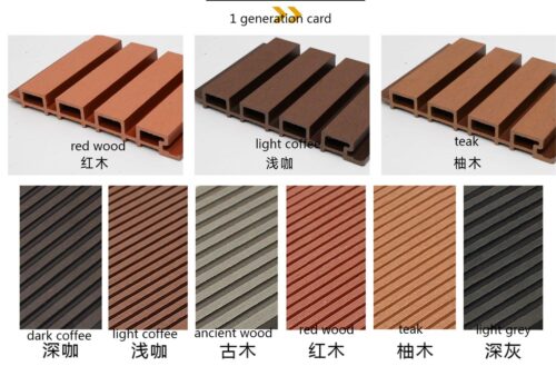 Plastic wood courtyard grille co extruded fence board room exterior wall board outdoor villa exterior wall decoration wood plastic Great Wall board in stock