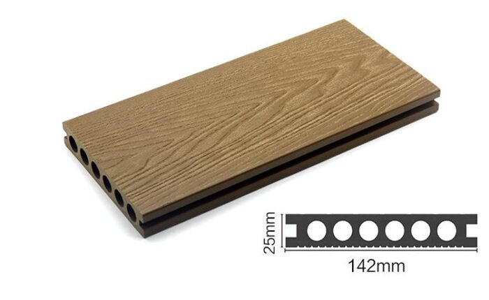 Round hole 3D embossed outdoor flooring wood plastic composite decking