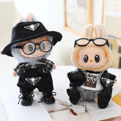 Labubu box set blackpink labubu collections leather jacket hat skirt shoes