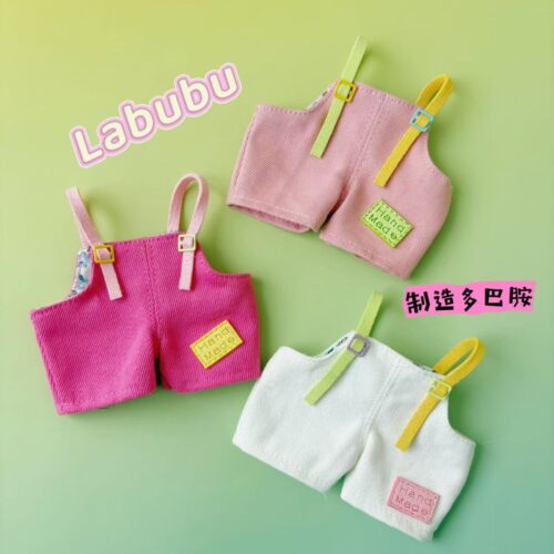 Labubu plush toy clothing tricolor overall replacement clothing for Labubu doll