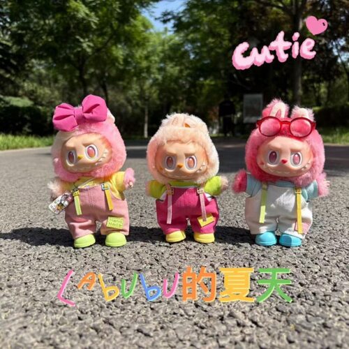 Labubu plush toy clothing tricolor overall replacement clothing for Labubu doll