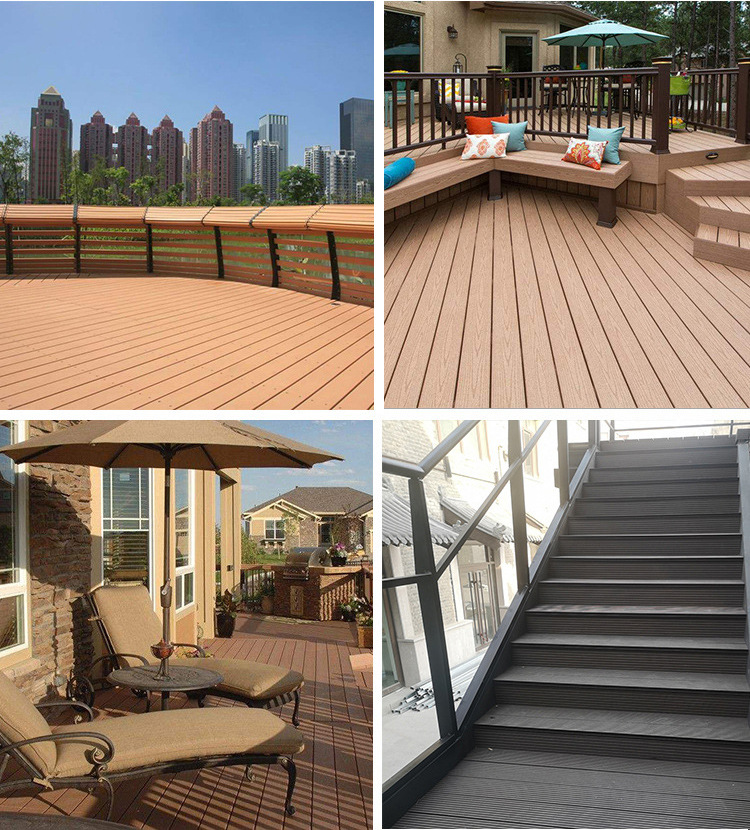 3D embossed outdoor WPC decking Bedroom anti slip floor balcony plastic wood floor garden villa WPC deck floor