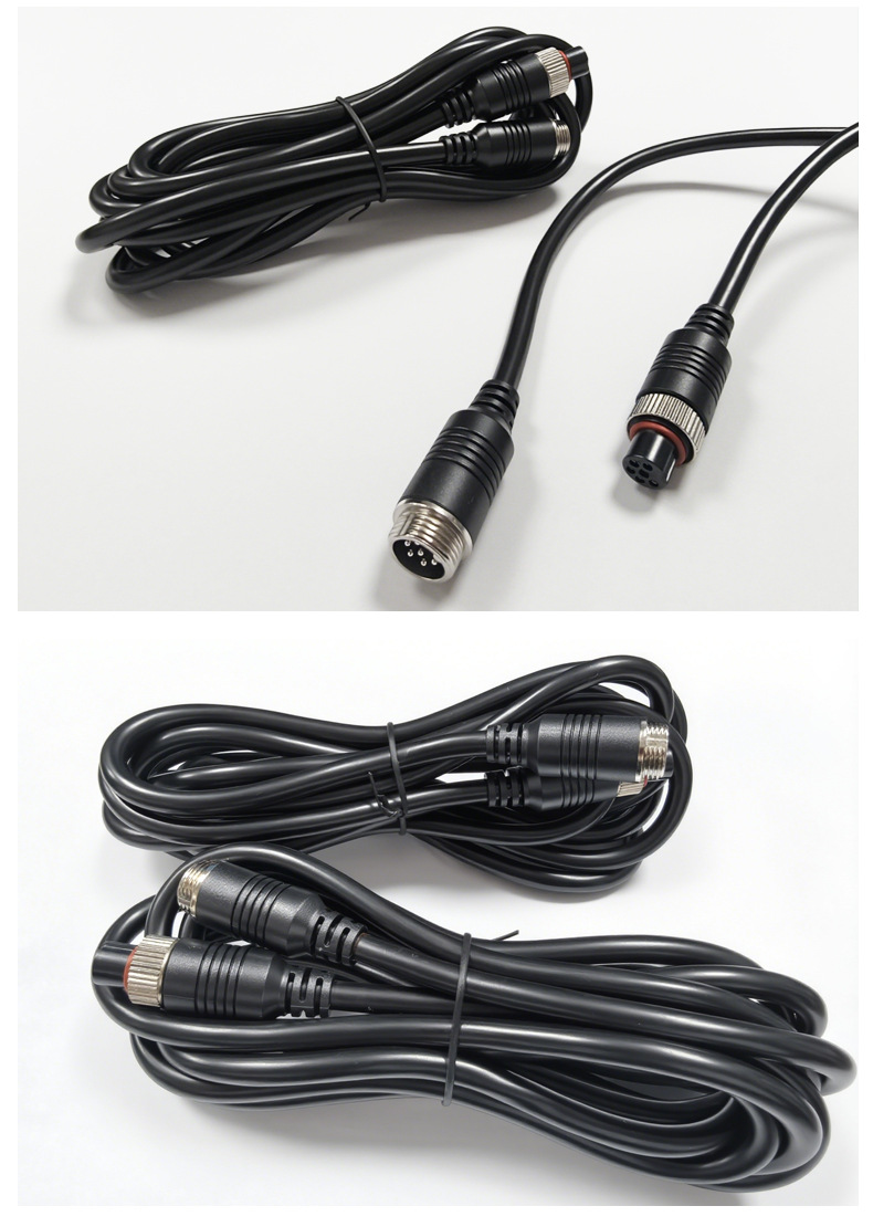 Customized 6-core M12 aviation plug male and female monitoring extension power cord video cable waterproof connector 