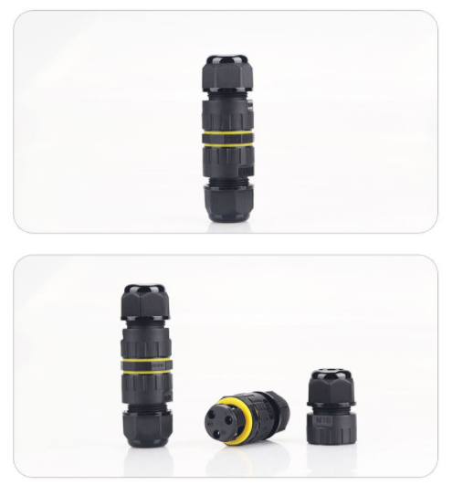 In-stock waterproof straight-through connector for outdoor lighting electronic terminal blocks with screw-locking wires and waterproof connectors