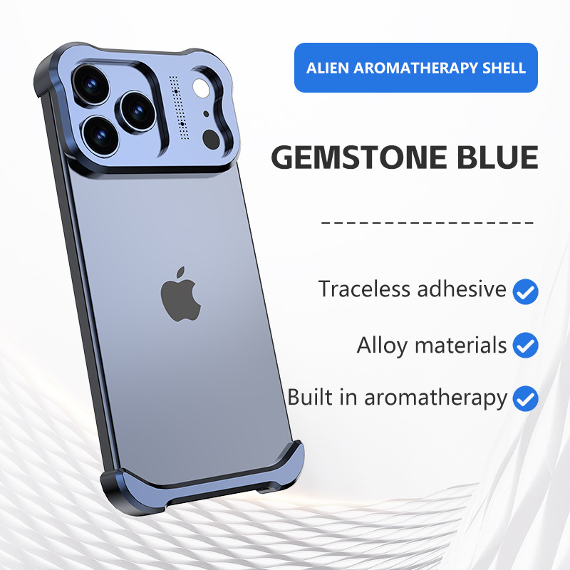 Apple 17Promax shaped metal minimalist phone case with lens ring iPhone 17Pr aromatherapy case