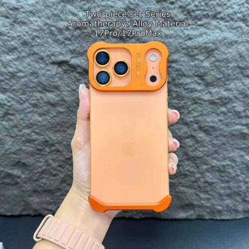 Apple 17Promax shaped metal minimalist phone case with lens ring iPhone 17Pr aromatherapy case